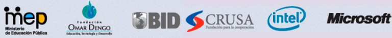 Logos de patrocinadores ATCS (MEP, Omar Dengo, BID, Crusa, Intel y Microsof)t)