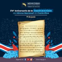 174° Aniversario de la Creación del Himno Nacional de Costa Rica