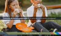 16 de octubre, Día Mundial de la Alimentación. Frase: "Consumir de manera responsable es un acto de justicia social y ambiental."